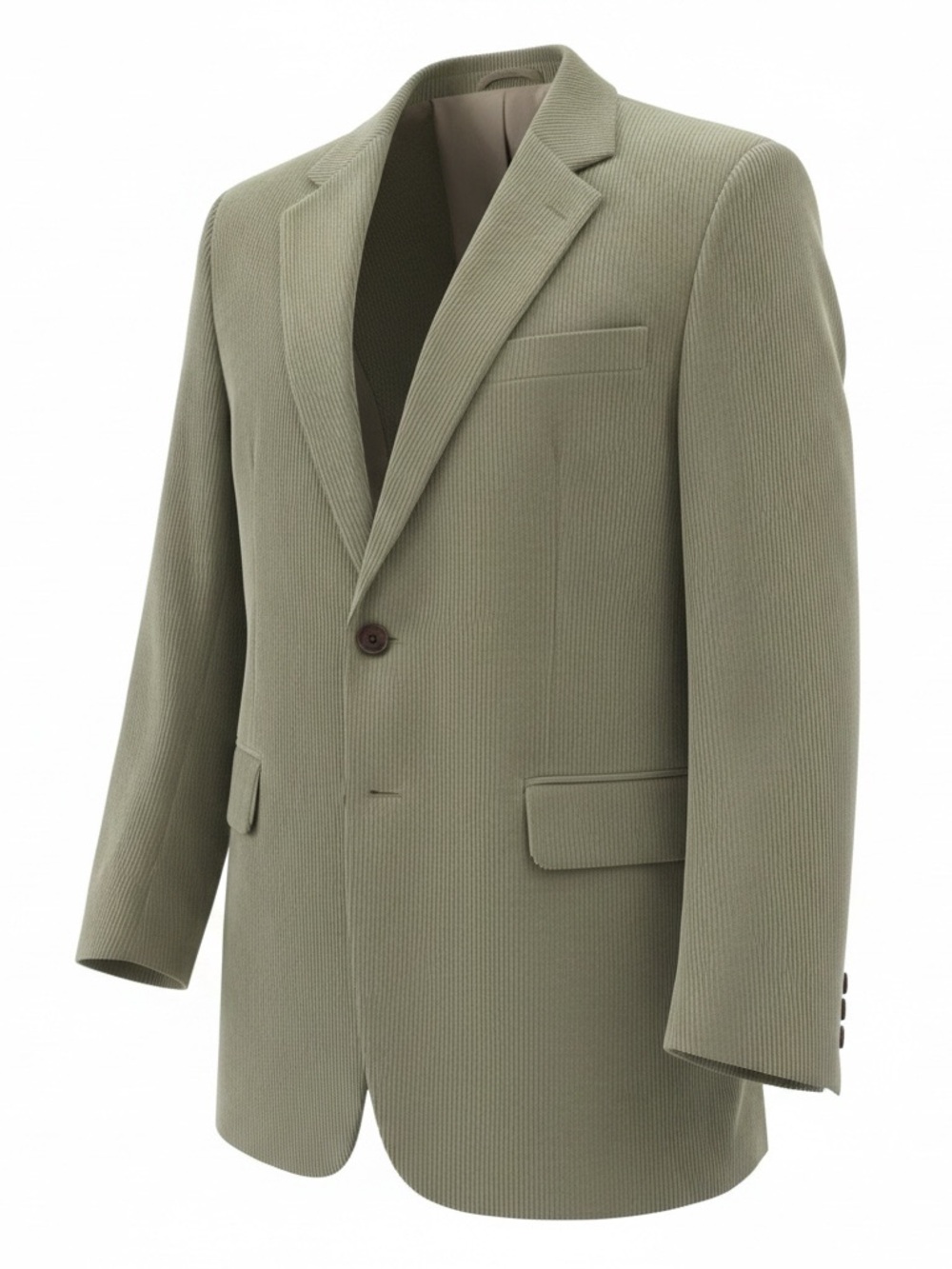 Monsieur Adolfo Men’s Corduroy Blazer 42R Olive Taupe Two-Button Sport Coat